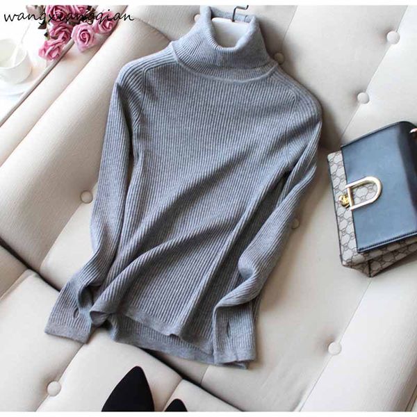 

high neck sweater ladies 2019 autumn and winter new slim tight fit inside thickened long sleeve knit bottoming sweater b147, White;black