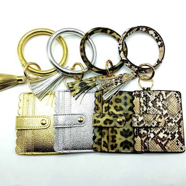 

women tassels key case id card pack bracelet coin purse with keys ring keychain multicolor pu leather shopping change pure e21805, White