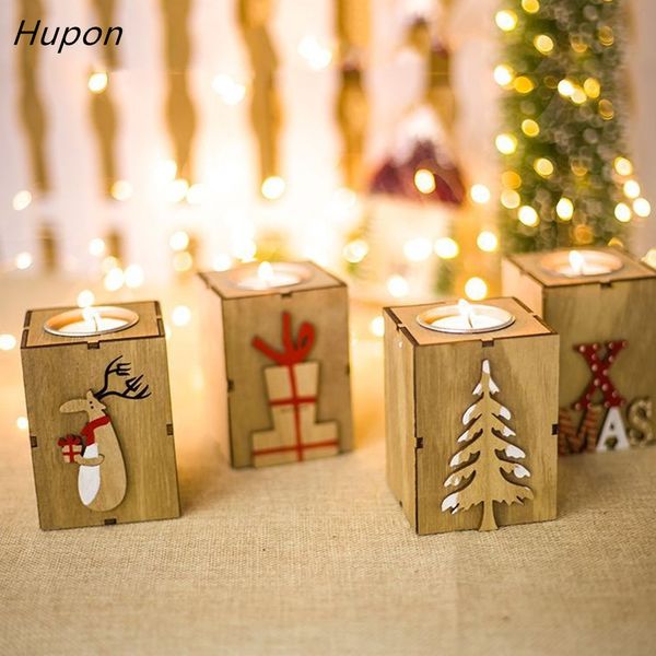 

navidad 2018 wood candle holders tealight candlesticks lantern vintage christmas decorations for home new year party decor gifts