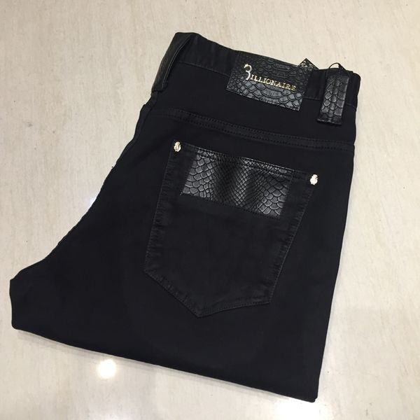 

jeans men 2018 new embroidery commerce fashion casual geometry pattern breath black jeans size 32-42ing, Blue