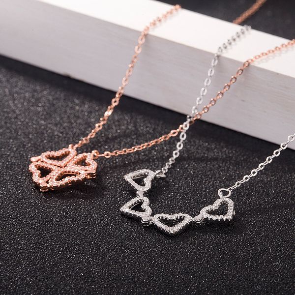 

jewelry korea s925 sterling silver heart-shaped necklace woman love two kinds of wearing a magnet one with fashion 2019 new
