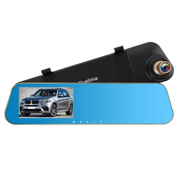 

quelima 1080p hd car dvr camera dual lens rearview mirror dash cam recorder
