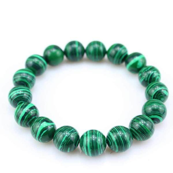 

6-12mm natural green chrysocolla malachite beads bracelets handmade string bead bangle energy bracelet elastic hand chain jewelry statement, Black