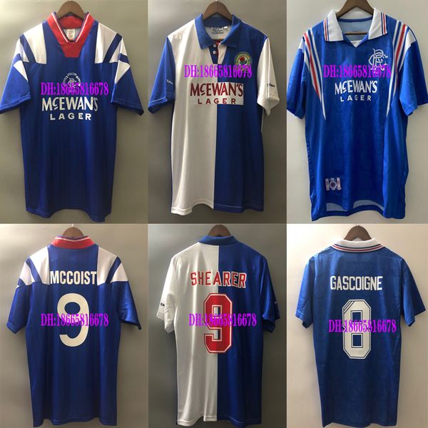 

1994 1997 blackburn glasgow rangers gascoigne shearer soccer jerseys retro 95 96 97 mccoist albertz sutton classic football shirts, Black;yellow