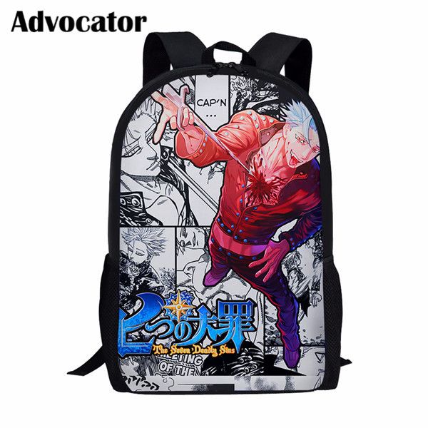 

advocator seven deadly sins anime set pattern backpack for teenager large capacity schoolbags for students shoulder bags mochila