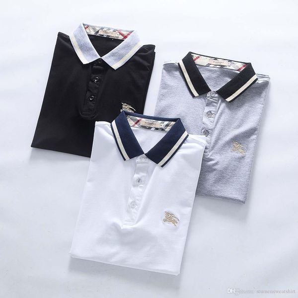 

дизайнер мужской футболки burberri хлопка высокого качества бутик рубашки вышитый логотип свободный большой размер летом прохладно дышащей м, White;black