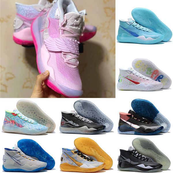 

new mens brooklyn-nets zoom kd12 xii aunt pearl peach jam basketball shoes blue grey kevin durant 12s usa kd 12 eybl blue gaze sneakers 7-12
