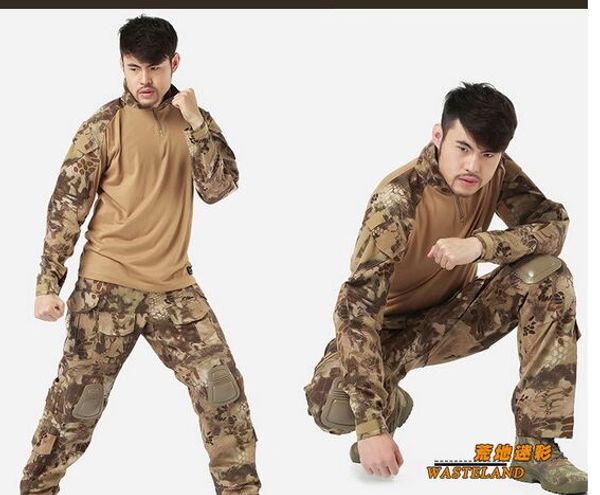 

us army uniform for men with pads outdoor wear clothesrattle snake shooter us combat uniform shirt and pants m-xxl, Gray;blue