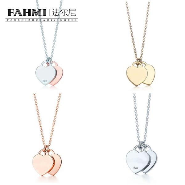 

925 silver love necklace female tide net red clavicle chain original jewellery for women gift, Golden;silver