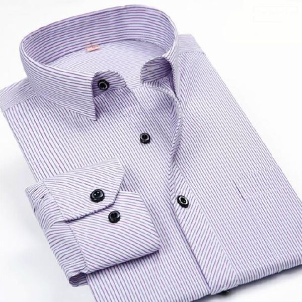 

business work dress shirts camisa,striped printed single breasted formal shirts chemise vestido slim fit plus size, White;black