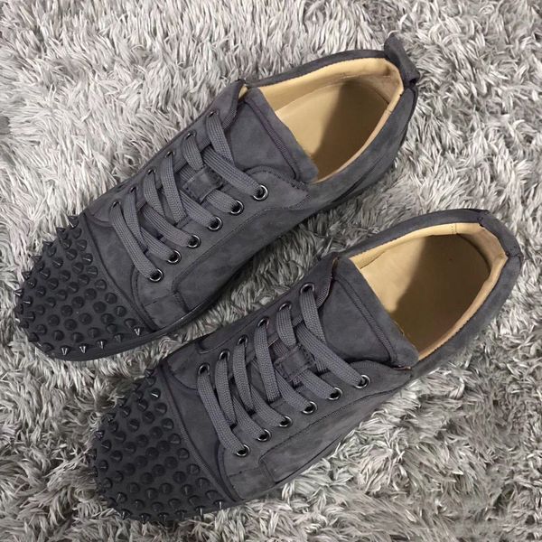 

red bottom for women,men low + grey suede leather junior sneakers shoes luxury designer red sole walking, Black