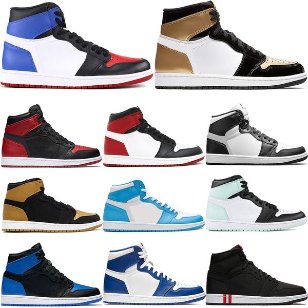 

mens 1 1s jumpman basketball shoes 3 gold toe chicago unc royal banned court purple pine green men designer sneakers, Black