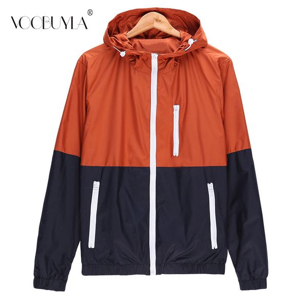 

voobuyla plus size s-4xl men running jackets thin skin sports jacket hooded cardigan quick dry sun protection outdoor sportwear, Black;red