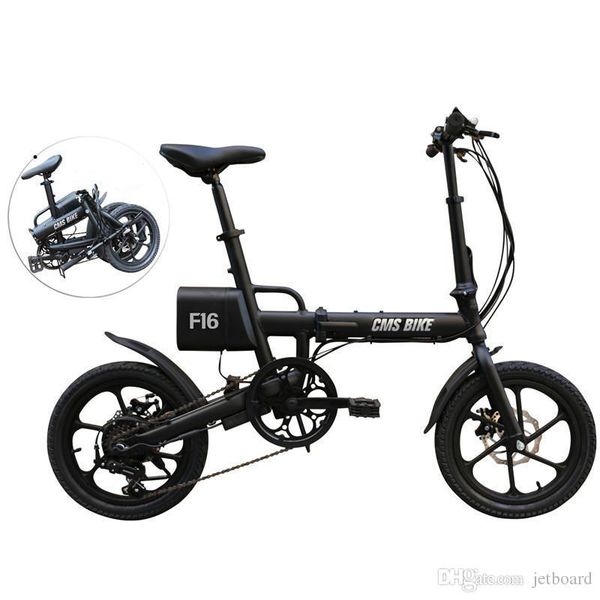 

cms-f16 36v 7.8ah 250w black 16 inches folding electric bicycle 20km h 65km mileage intelligent variable speed system, Silver;blue