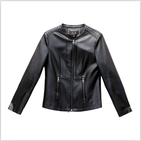 

women's leather & faux plus size 4xl black jacket women 2021 coat short slim motorcycle clothing female outerwear