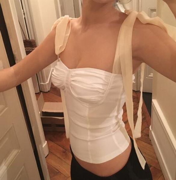 

macheda fashion lace up crop short sleeve backless tube solid tanks cropped summer casual for women 2019new, White