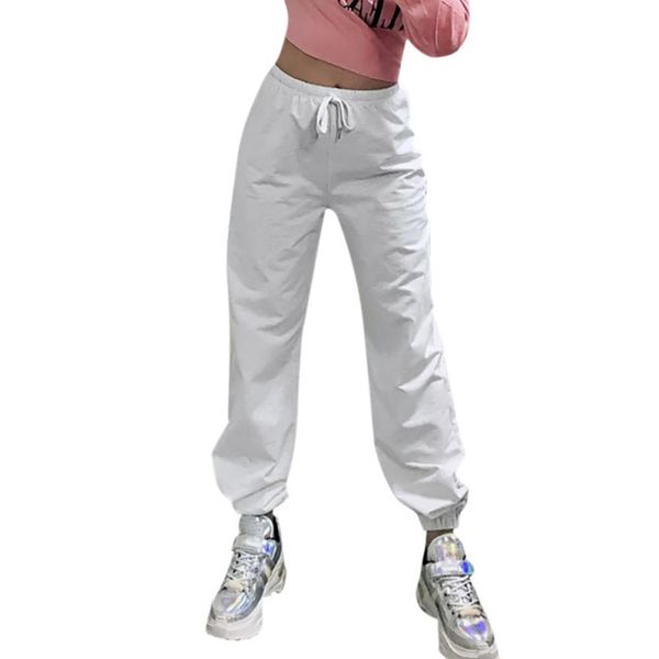 

fashion women solid lacing up thicken sport high waist casual loose beam foot pants ladies training running sweatpants for new, Black;blue