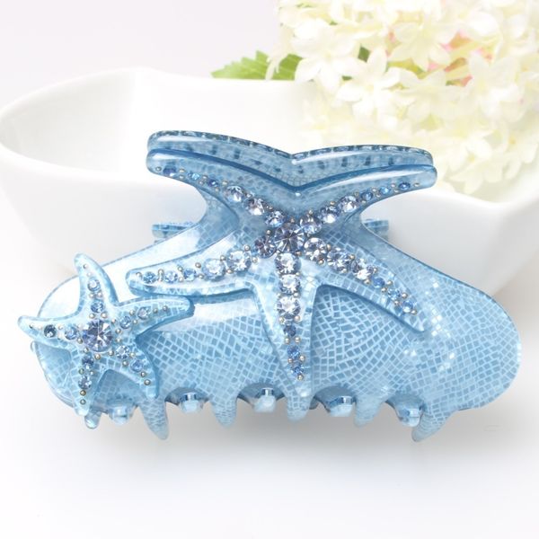 

buena new products acrylic rhinestone starfish hair clip shining starfish hair accessories starfish headband for girls as5024, Golden;white