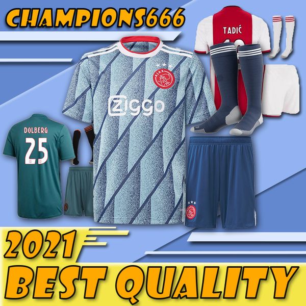 

latest productskit ajax fc soccer jersey 20 21 ziyech tadic huntelaar dolberg schone men youth jerseys football suit with socks, Black;yellow
