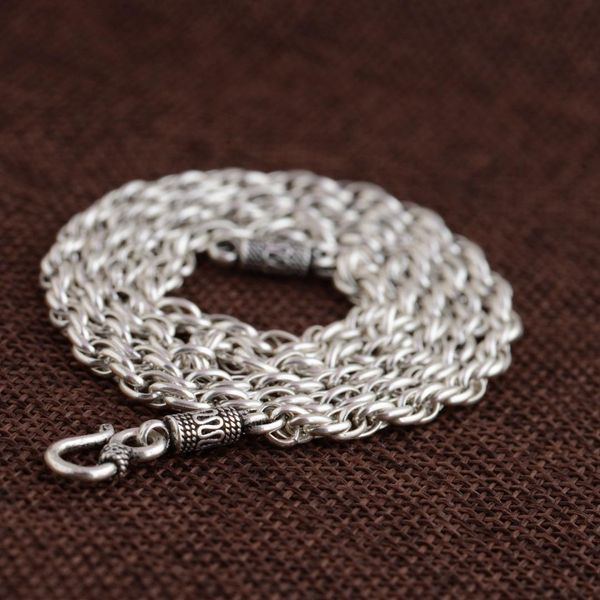 

s925 silver necklace archaize process male money ring thimble s hook chain thai silver wholesale