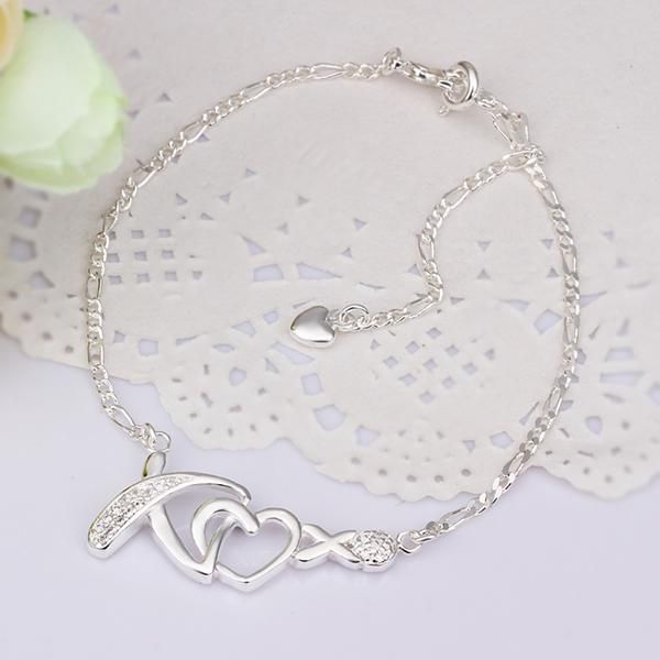 

new arrivalwholesale sterling 925 silver anklets,925 silver fashion jewelry,fashion zircon heart x charm anklet 02, Red;blue