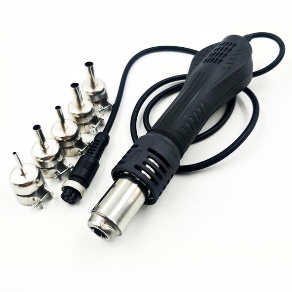 

air gun desoldering soldering heat gun handle for 858d 8586 8858 852 878 952 853 rework solder repair station + 5pcs nozzles