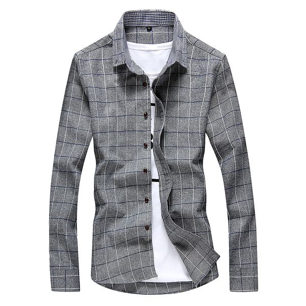 

spring new men casual plaid shirts cotton long sleeve slim fit shirt business formal dress shirts men clothes social -4xl, White;black