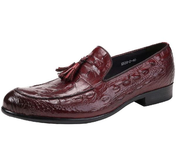 

genuine leather pointed toe mens dress shoes business leather luxury wedding loafer floral print men flats office party formal shoe, Black