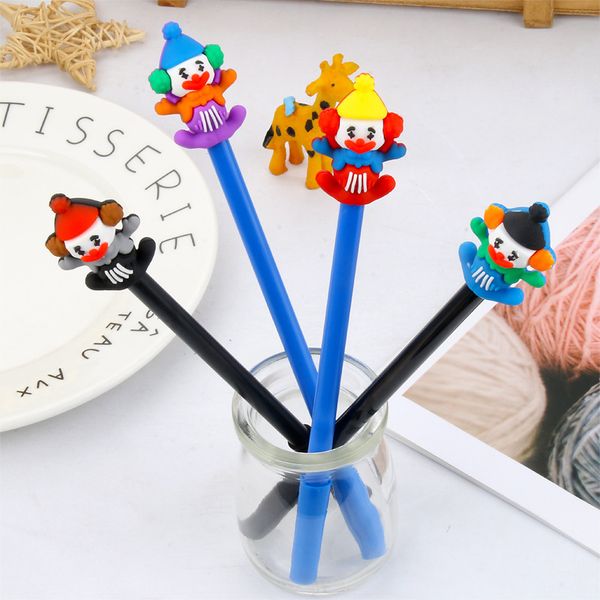 

4pcs funny circus clown gelpen cute cartoon korean student gift silicone neutral pen office school stationery signature write