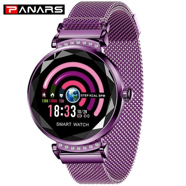 

panars elegant diamond patchwork purple smart watches for phones heat rate magenetic band digital wristwatch women girl 2019 new, Slivery;brown