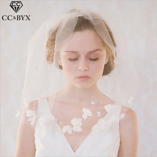 

cc jewelry wedding bride veil soft for women bridal hair accessories handmade flowers hairwear wholsale gifts v301, Golden;white