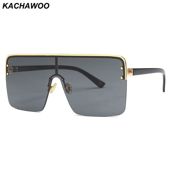 

kachawoo oversized square sunglasses for men one pieces lens windproof semi-rimless women sun glasses black 2019 fashion, White;black