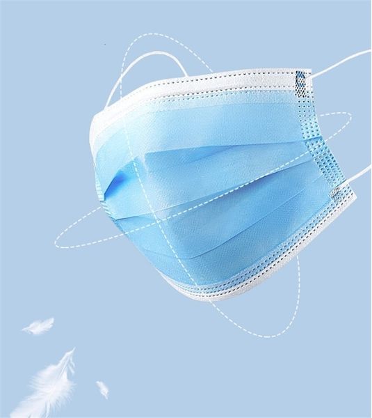 

dhl ship new blue 50 1pcs face masks dust facemask filter breathing erelastic earloop nose wire hood mask particle filtration pe15