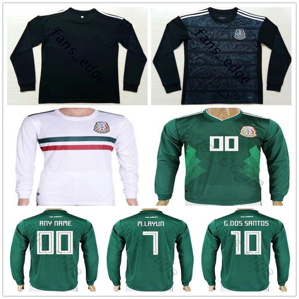 

2019 Gold Cup Mexico long sleeve soccer jerseys CHICHARITO G. DOS SANTOS C. VELA HERNANDEZ H. LOZANO GUARDADO custom black football shirt