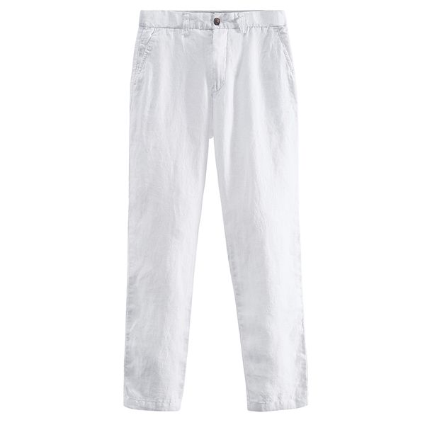 

2019 new arrival 100% linen casual pants men brand fashion white pants mens solid spring trousers male breathable pantalones 38, Black
