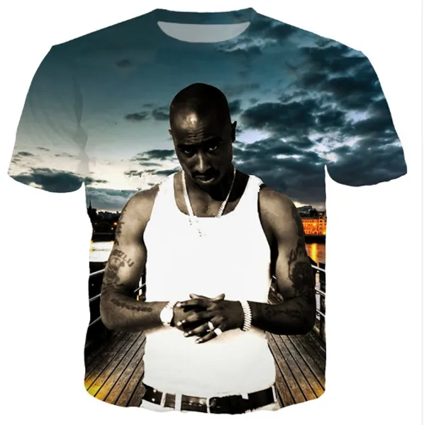 

popular singer rapper tupac 2pac t shirt men women funny 3d print summer short sleeve o neck crewneck casual a203, White;black