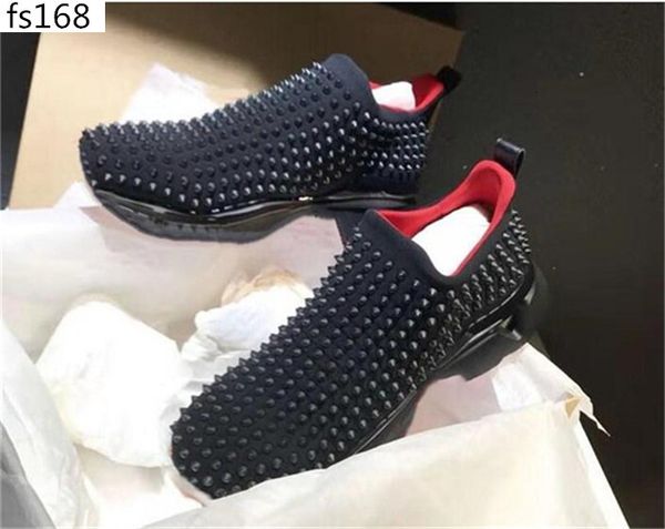 

оптовая red krystal spike носок донна flat неопрена кроссовки дизайнер роскошные мужские red bottoms обувь женская rivet spiky носок младший, Black