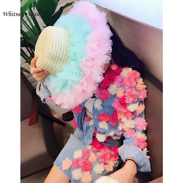

whitney wang blouses 2020 spring fashion streetwear designer style 3d florals denim blouse women blusas lady jean shirt top, White
