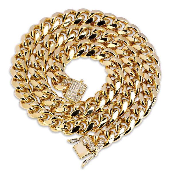

12mm cuban link chain for mens necklace gold color hip hop jewlery smooth chains, Silver