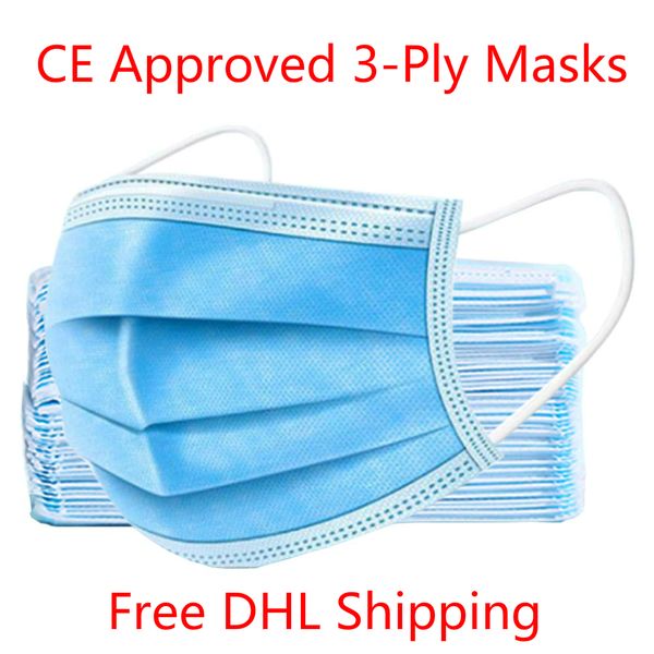 

готовый запас]ce одобрил 3-слойные одноразовые маски для лица анти-пыль 3-слойные синие маски для лица 3-слойные маски dhl бесплатная доста