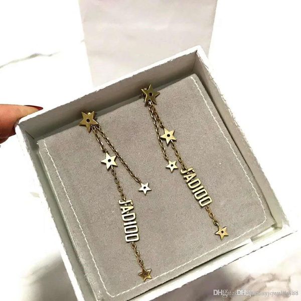 

explosion selling retro alphabet stars tassel wild fashion designer earrings luxury designer jewelry women earrings, Golden