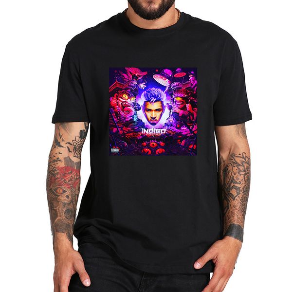 

chris brown t shirt new indigo cover tshirt hip hop singer asian size crew neck cotton casual tee shirt, White;black