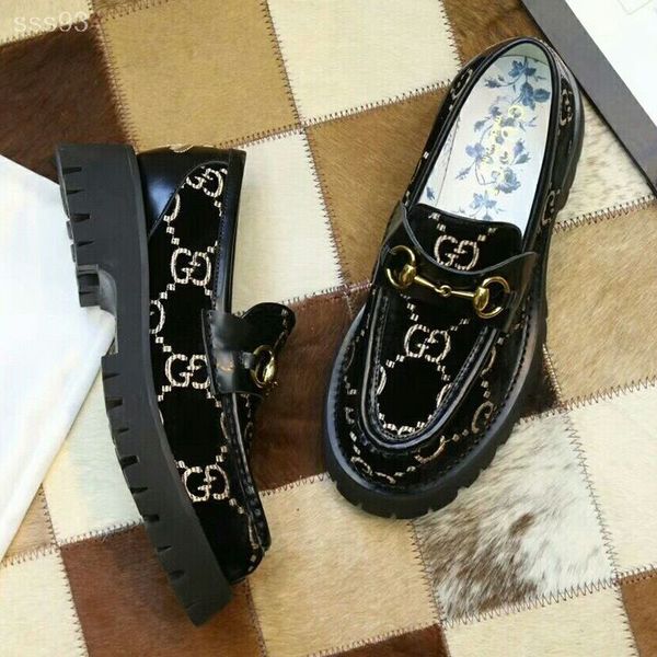 

2019 classic autumn british style comfortable embroidered thick-soled platform shoes small leather shoes women's factory direct sales, Black