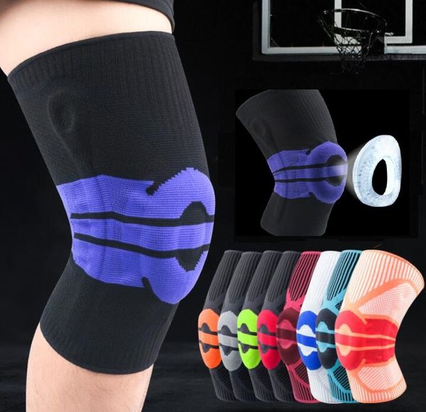 Spor nefes silikon örme elastik kompresyon Tekmelik spor diz kapağı kemer erkeklerin kadınları Futbol Futbol Basketbol Kneepad Kneepad