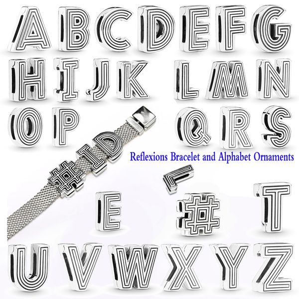 

2019 мода новый высокое качество рефлексии браслет 26 письмо оригинал s925 серебро для оригинальных женщин браслет diy ювелирные изделия