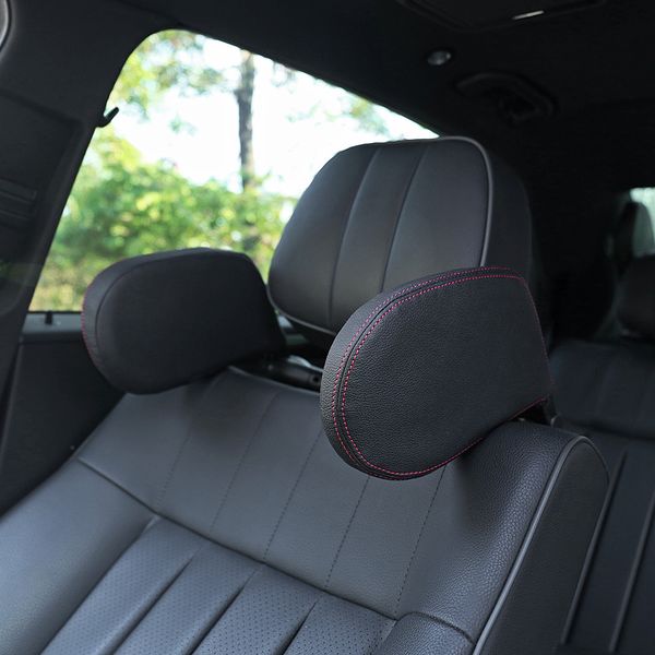 

leather car neck pillow seat headrest head prop support both sides neck adjustable travel pillow car styling accessories