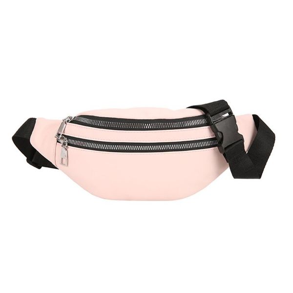 

double zipper waist pack pu leather crossbody chest bag cellphone pouch x7xc