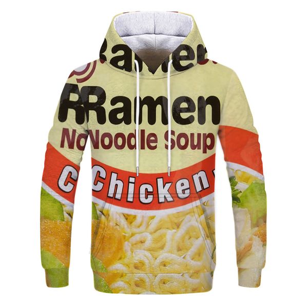 

mens designer instant noodles 3d digital printing sweater with hat, Black