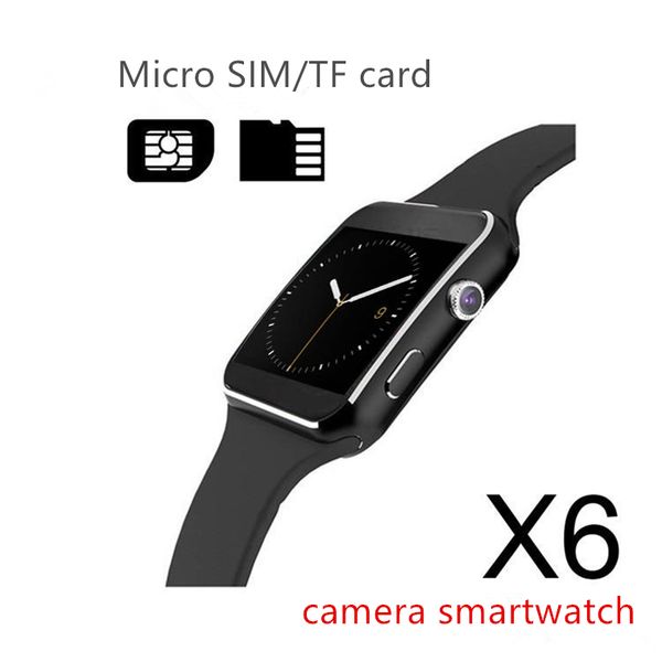 

new x6 smart watches with camera touch screen support sim tf card bluetooth smartwatch for iphone x samsung phone goophone with retail box