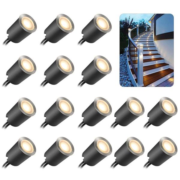 Kit di illuminazione a LED da incasso a LED, illuminazione per esterni a LED per esterni impermeabile, per giardino, gradini in cortile, scala, patio, pavimento, decorazione cucina